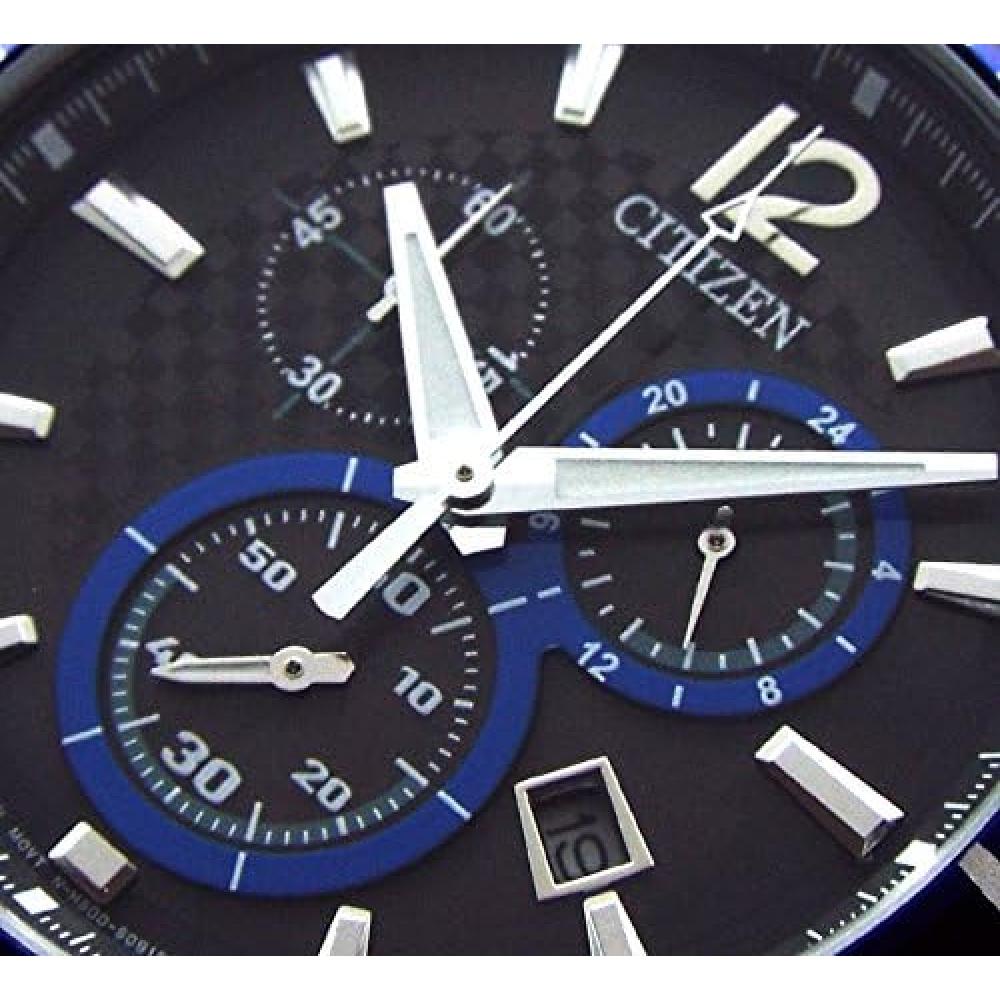 Citizen Eco Drive Chronograph Leather Belt Blue Vo10 6741f