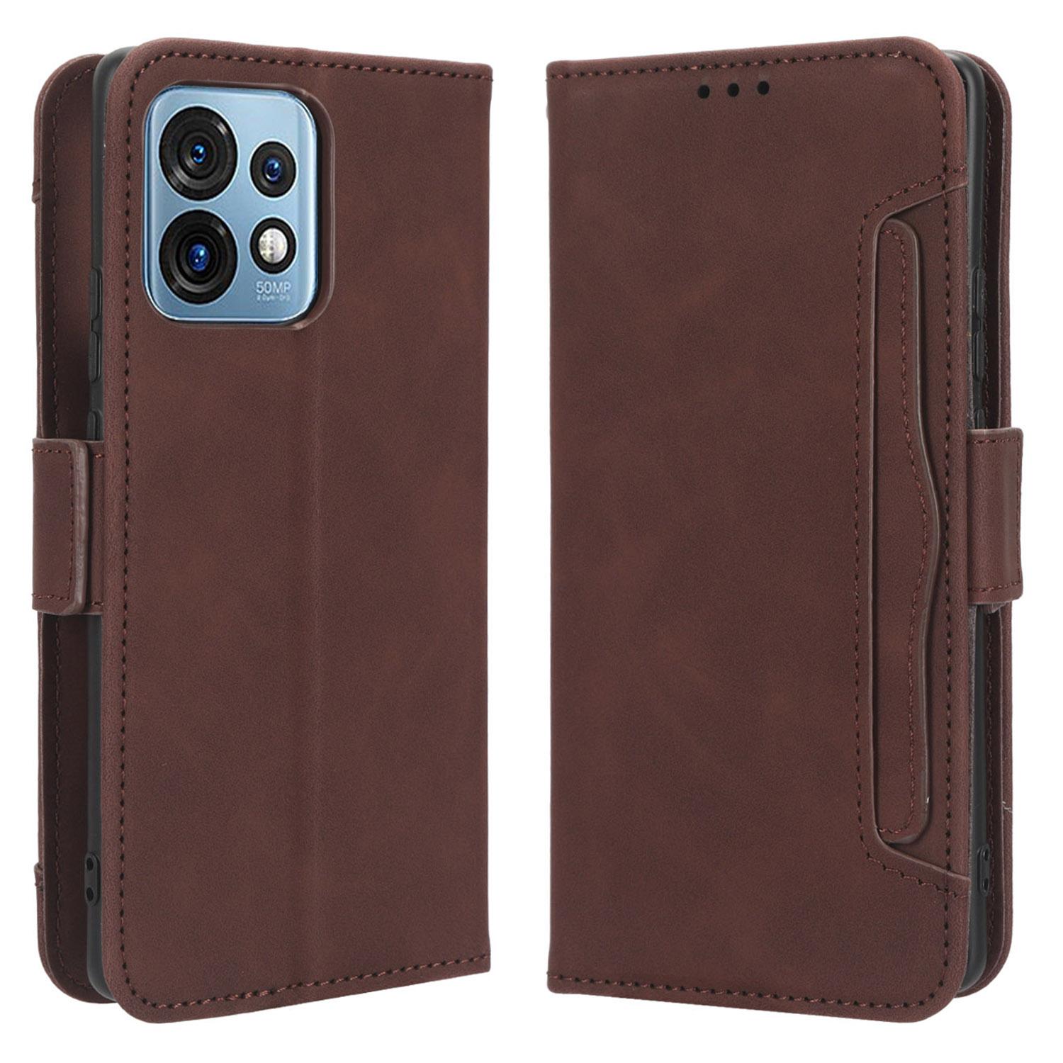 

For Motorola Moto X40 5G/Edge 40 Pro 5G/Edge+ (2023) Anti-fall Phone Case Card Holder Shockproof Magnetic Closure Flip Phone Cover Wallet Stand Brown
