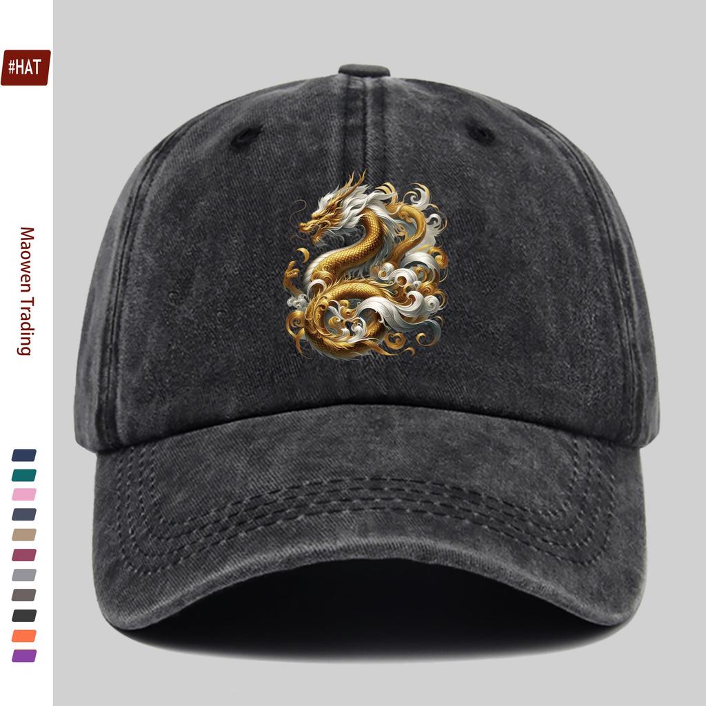 pc Unisex Dragons Golden Cloud Pattern Fashion Printed Baseball Cap Comfortable and Casual Printed Design Decorative Hat Com