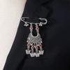 Bohemian Rhinestone Flower Tassel Brooch for Women - Exotic Style Suit Coat Pin