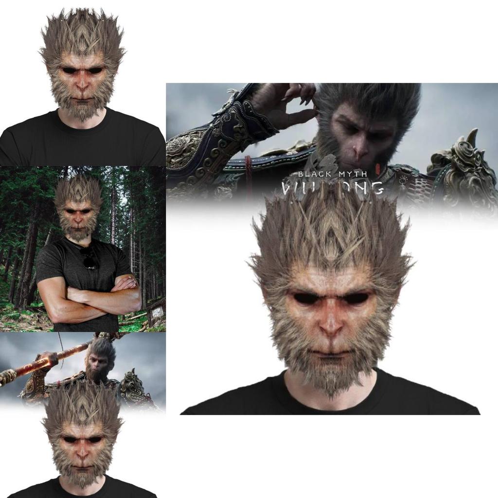 Einzigartige Black Myth Wukong Maske Verspieltes Affenkopfstück für Halloween Cosplay-Events