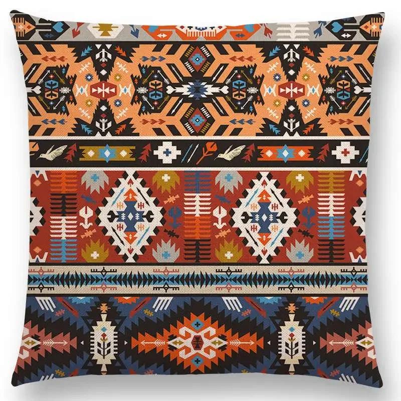 Colorful Seamless Aztec Decorative Prints Sofa Throw Pillow Case Fancy Abstract Geometric Vector Pattern Tribal Cushion Cover