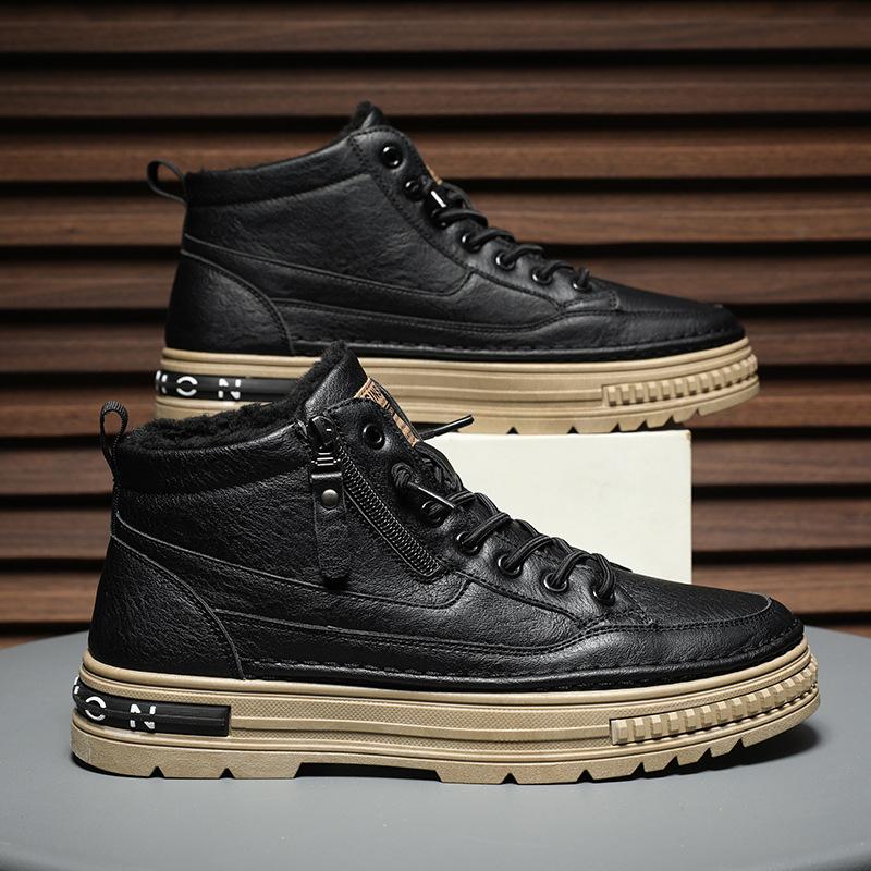 Men's shoes winter new medium and high-top Martin boots men's British low-top casual leather shoes American retro tooling cotton shoes