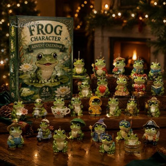 Holiday Tree Pendant Frog Advent Calendar 2026, 24 Days Christmas Countdown with Pcs 2D for Acrylic Ornaments, Cute Hanging Pendants Parties,