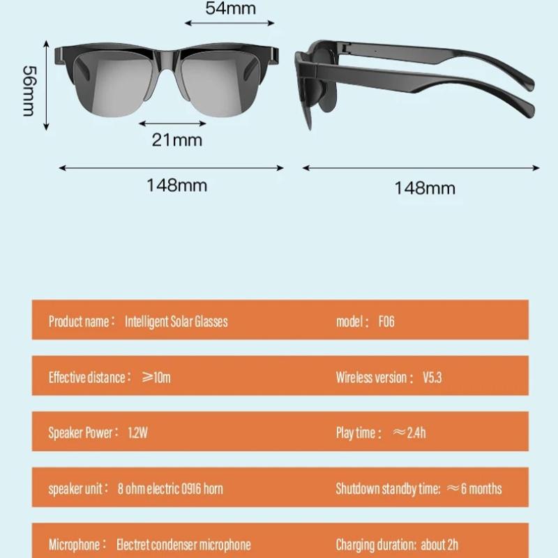 Touch Based Intelligent Bluetooth Glasses with Bone Conduction For Outdoor Sports Calls Sunglasses Business Wireless Headphones