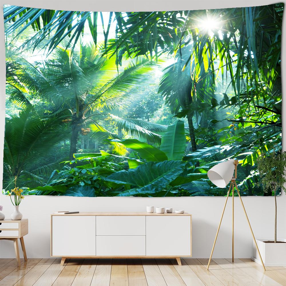 3D Print Tapestry Wall Hanging Waterfall Landscape Tapestry Beautiful Forest Stream Wall Carpet Beach Towel Home Decor Tapestry