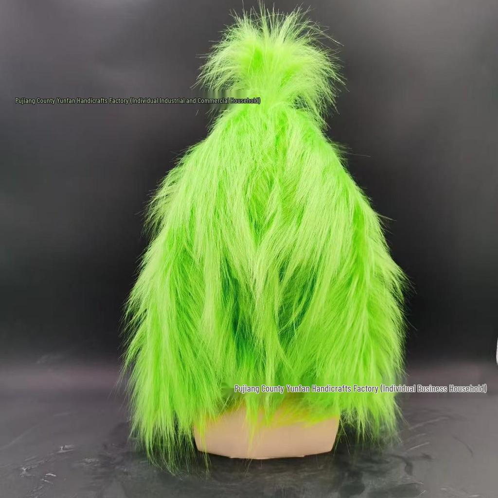 Christmas Grinch Latex Cosplay Mask - Green Furry Monster Headgear