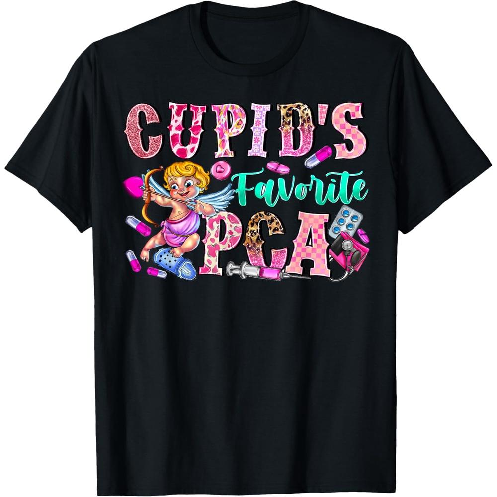 Cupid s Favorite PCA Patient Care Assistant Valentines Day Cotton Men T Shirt 4XL чёрный