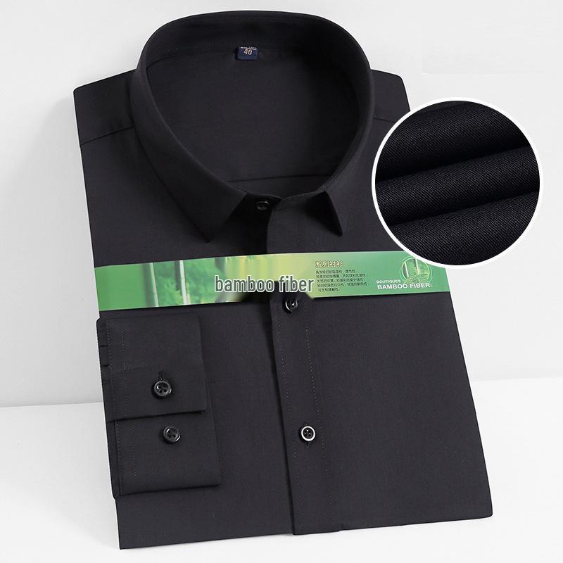 

Мужская дышащая рубашка из бамбукового волокна, устойчивая к сминанию - Летняя прохлада, с длинным/коротким рукавом, однотонная белая, высококлассная профессиональная 44