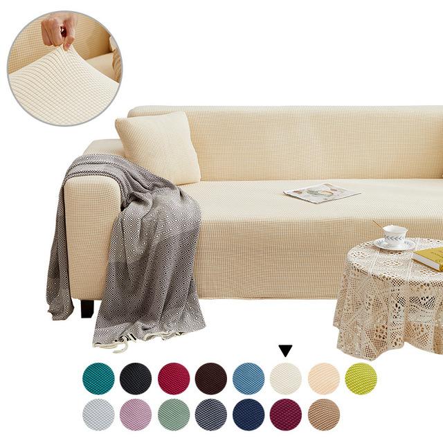 Living Room Sofa Cover Solid Color Elastic Sofa Cushion Thickened Polar Fleece Four Seasons General Furniture Protective Cover for Home