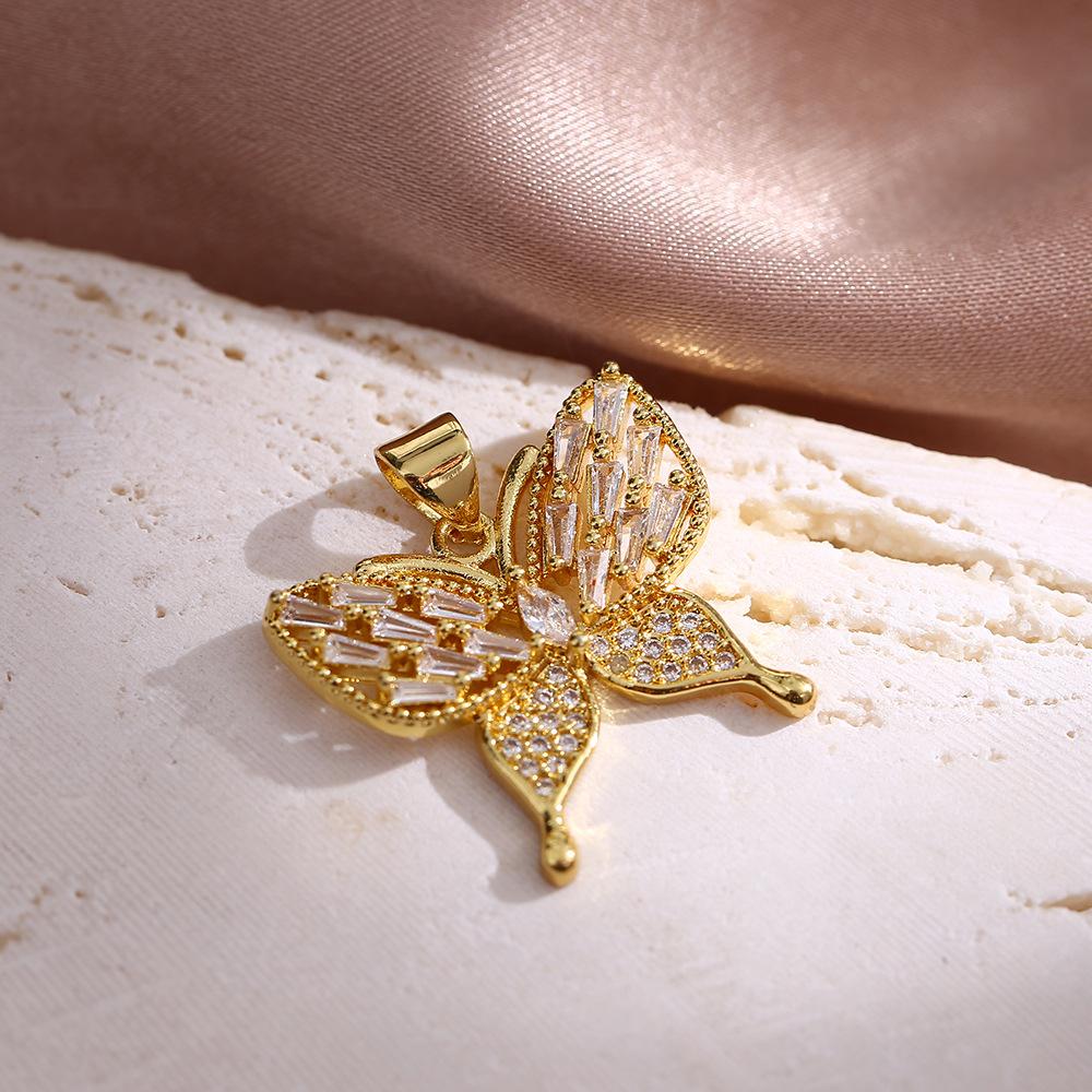 Gold Diamond Butterfly Copper Pendant, Opal Jewelry Accessories Diy Necklace Pendant Pendant Pendant