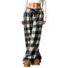 Women's Casual Plaid Print -Lined Wide Leg Pants with Elastic Waist, Loose Fit Trousers for Fall Winter