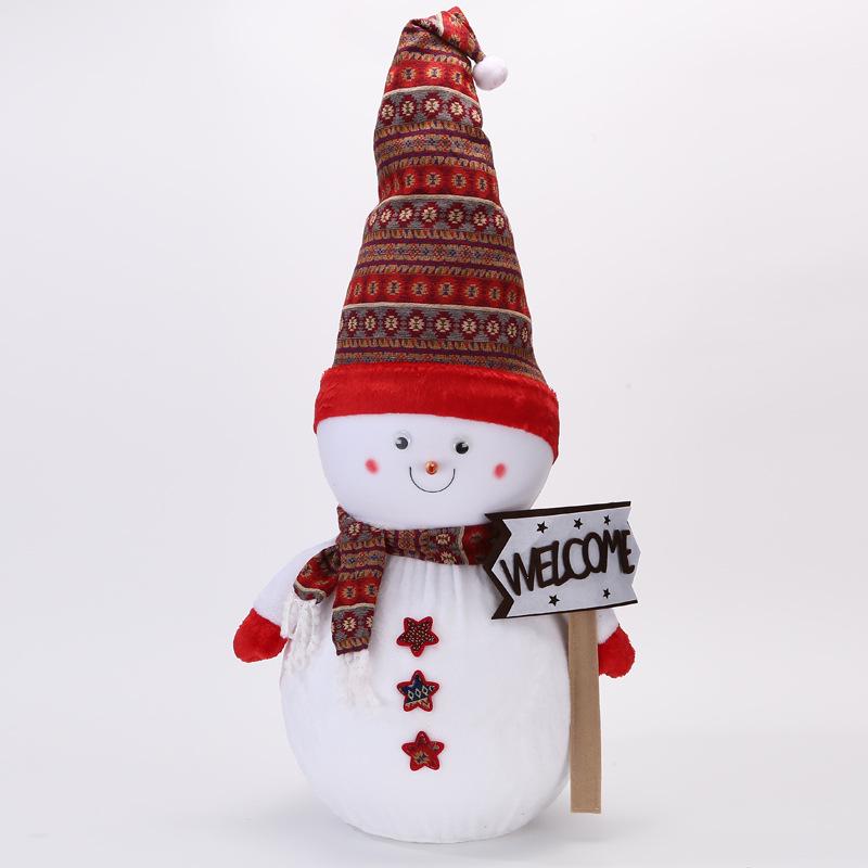Christmas Snowman Plush Ornaments and Santa Doll Photo Props for Store Displays
