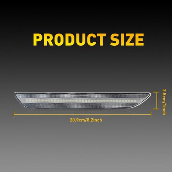 For Ford 2015- Mustang Clear White LED Rear Side Marker Signal Lamps Lights