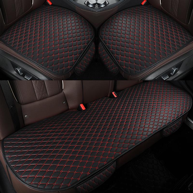Universal Leather Car Seat Cushion Set with Backrest, Tie-Free Design, Four Seasons Use