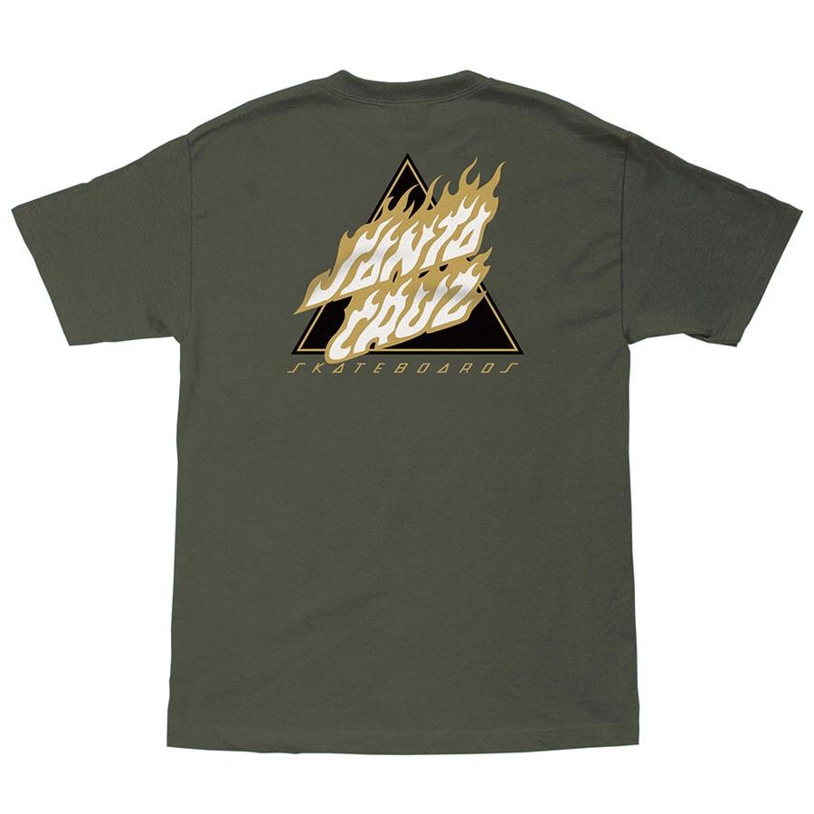 Santa Cruz FLAMED NOT A DOT Skateboard T Shirt MILITARY GREEN M