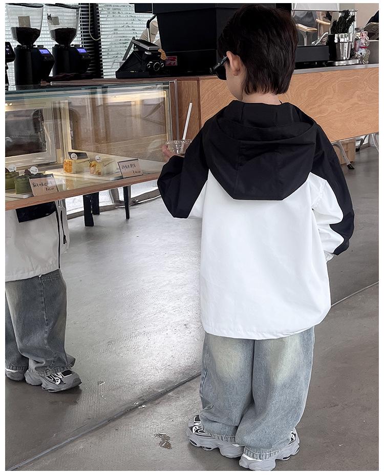 Autumn Clearance: Kids' Korean Style Color Block Hooded Windbreaker