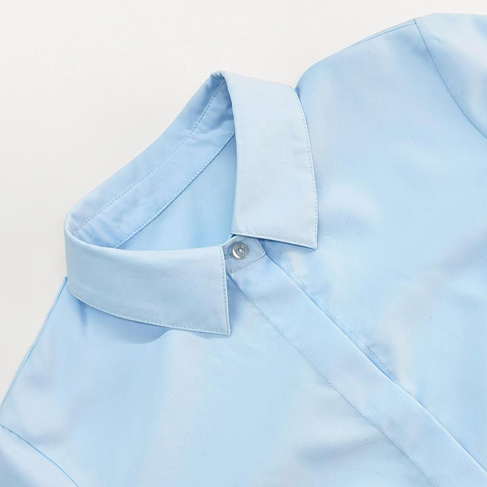 2026 Spring/Summer European & American Women's Solid Color Long Sleeve Lapel Shirt