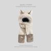 Cute capybara hat scarf gloves integrated women's winter windproof warm plush three-piece hat