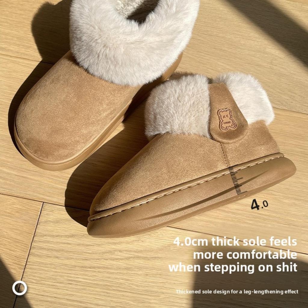 Hairy Cotton Shoes for Women In Winter, High Top Boots for Outdoor Wear, Anti Slip Thick Soled Bread Shoes, Suede Warm and Plush Thick Snow Boots
