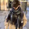 Korean version of imitation cashmere plaid scarf women's autumn and winter thickened warm scarf student versatile scarf live broadcast explosion