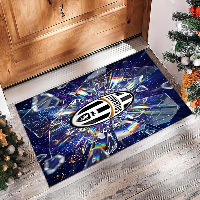 Juventus FC bedruckter Flanell-Teppich rutschfest weicher Polyester-Bodenbelag Indoor-Dekormatte für Schlafzimmer Wohnzimmer Sofa