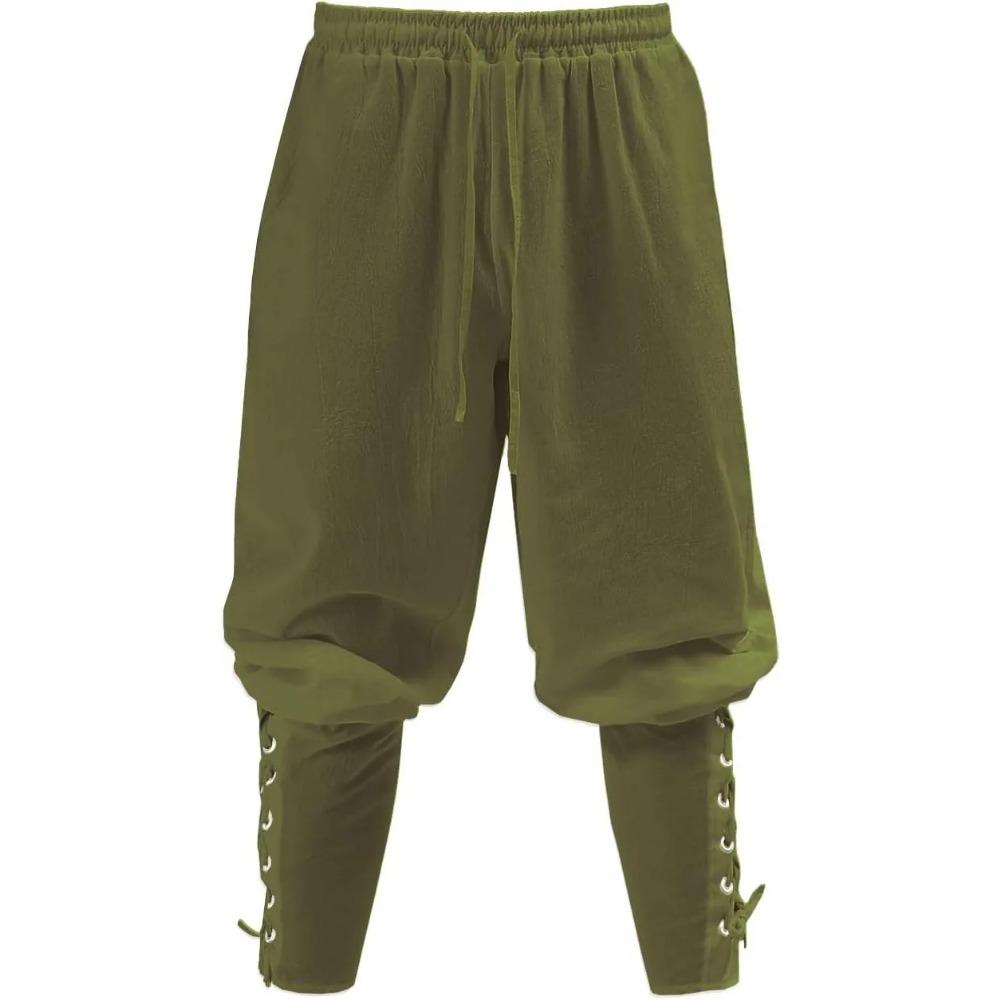 Men's Vintage Pants Medieval Viking Pirate Customets Lace-up Cotton Linen Trousers Halloween Cosplay Outfits