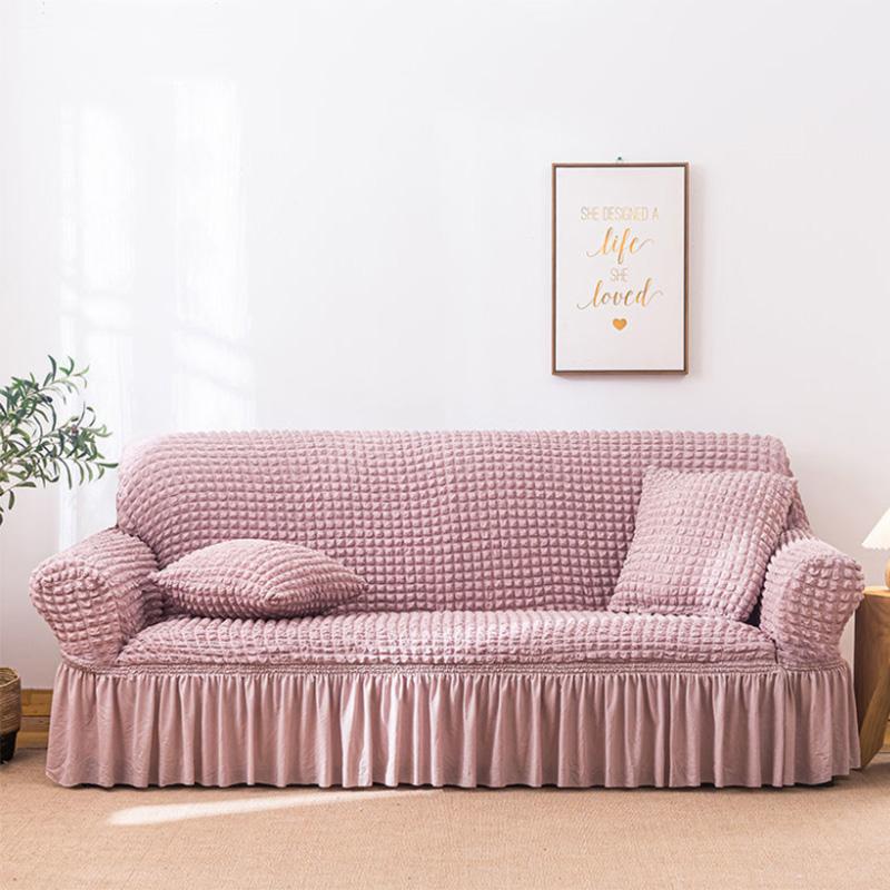 

Корейська версія Lace Seersucker Універсальний універсальний еластичний універсальний ледачий чохол для дивана, повне покриття, наволочка для дивана 3 seaters рожевий