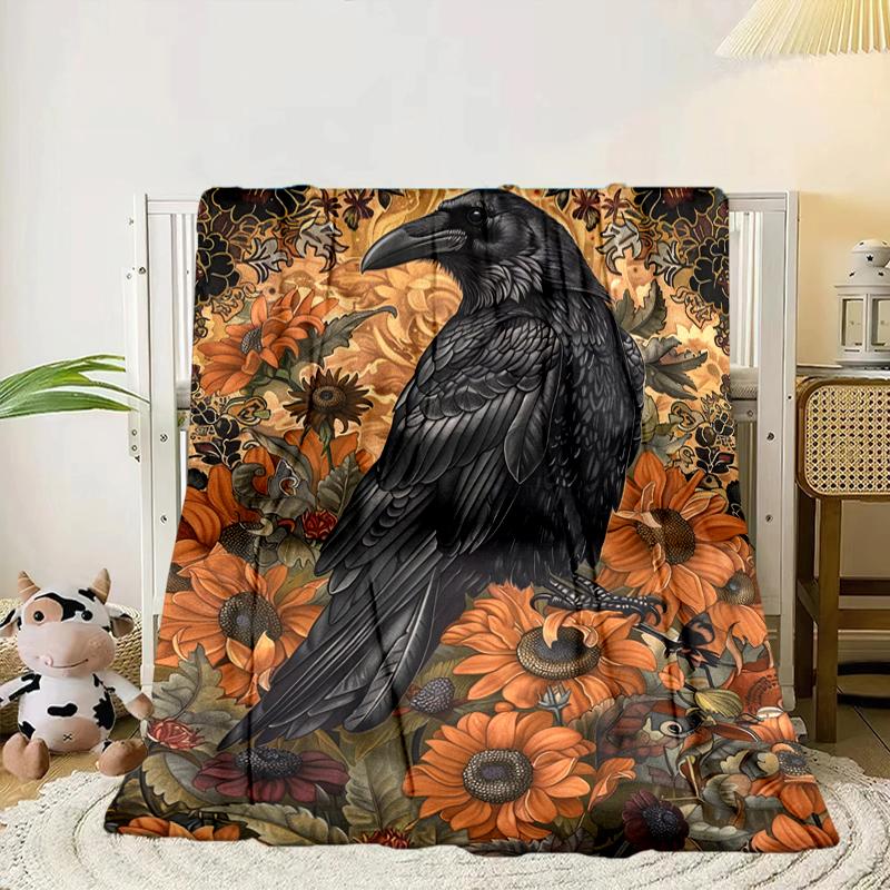 Eerie Raven Skull Artwork Blanket Flannel Blanket Throw Blanket Sofa Cover Blanket Soft Premium Blanket Picnic Blanket Tv Blanket Gifts