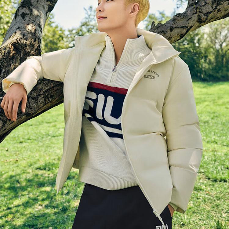 Fila Letter Zip-Up Hooded Jacket Unisex Jackets Reed-White F11U349901FIV