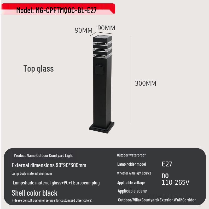 European Standard Waterproof Aluminum Glass Garden Light - Outdoor Minimalist Design
