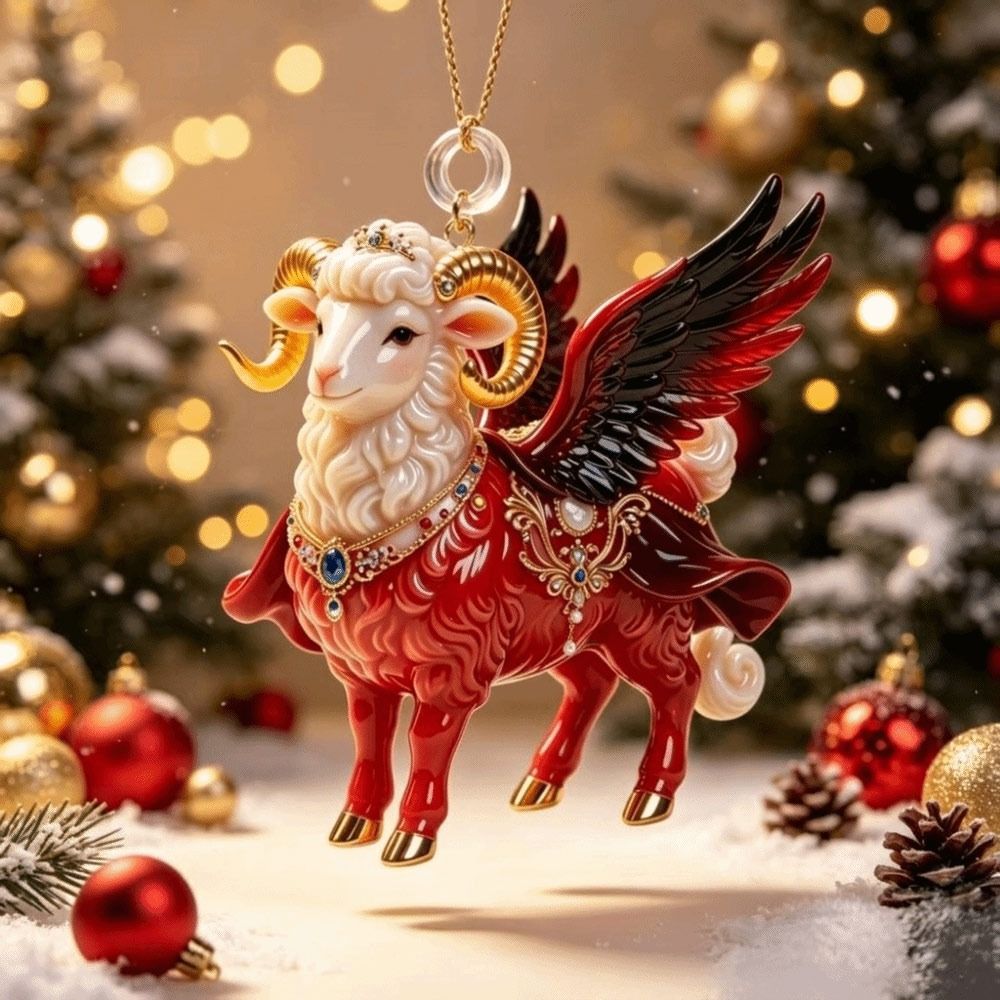 Acrylic Goat Hanging Ornament 2D Flat Animal Hanging Decoration Holiday Party Decor