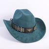 New Western Cowboy Hat Men's and Women's Versatile Wide Brim Top Hat Sun Hat Simple Bull Head Hat Strap