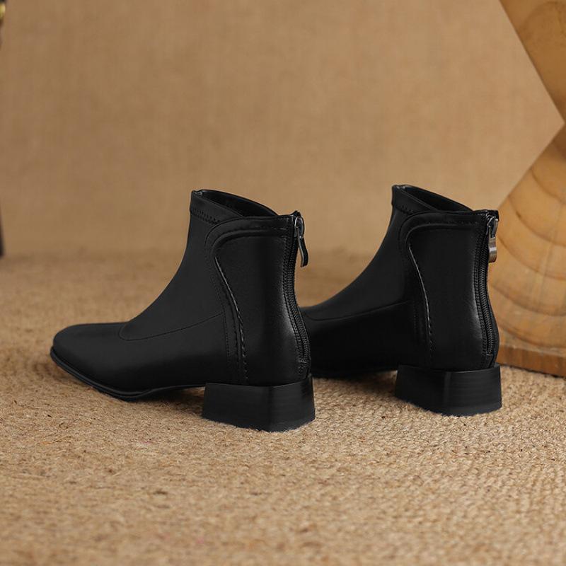 

Autumn and winter women s low-heeled large-size fashion boots women s square heel comfortable rear zipper Korean version square head new medium b 39 чорний