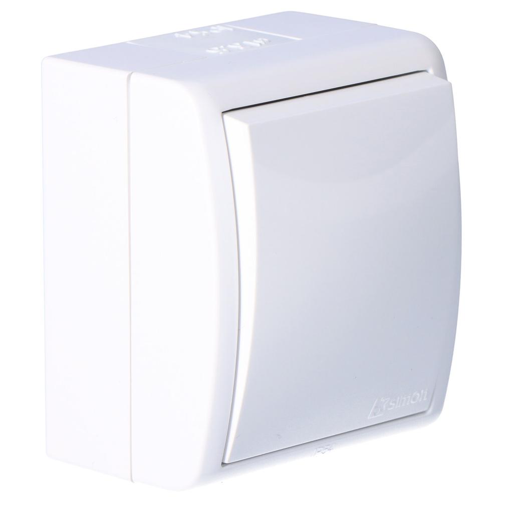 Single-pole surface-mounted switch IP54 AQW1/11, white Aquarius