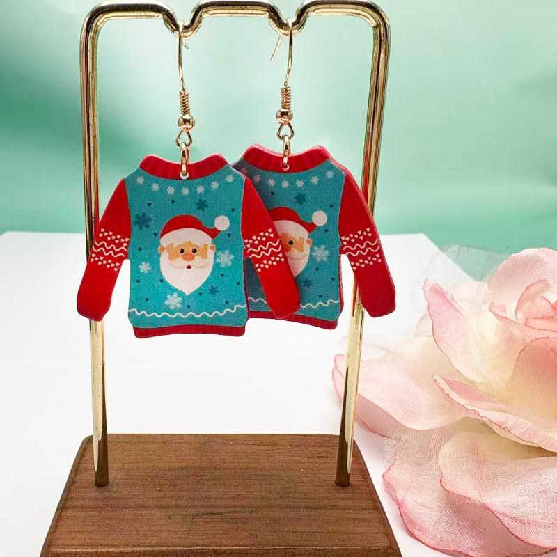 Fashion Personality Cartoon Cute Versatile Sweater Santa Claus Head Earrings Earrings Suitable for Ladies Celebration