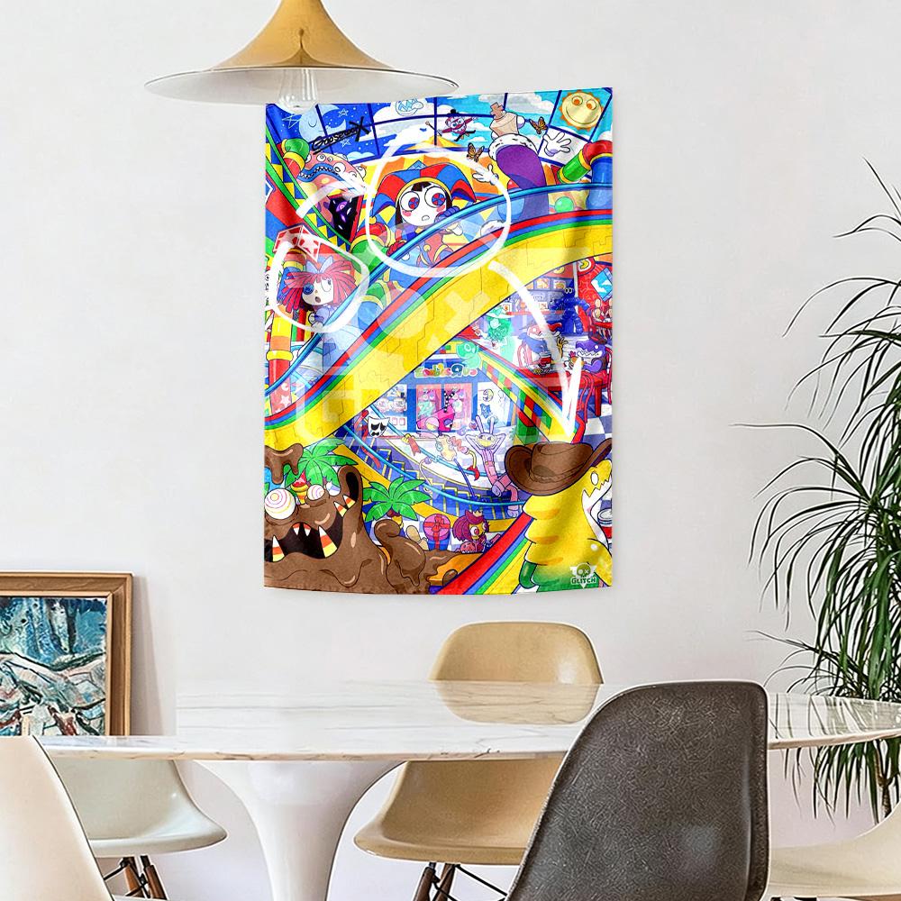Digital Circus Wall Decor Tapestry Art For Pet Memorial Birthdaywedding Party Backdrop Family Gift