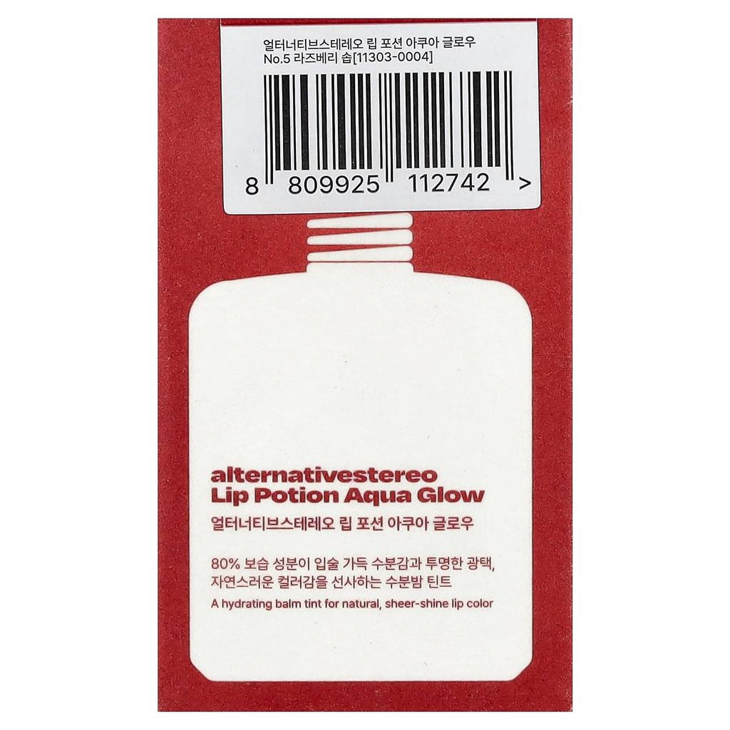 alternativestereo Lip Potion Aqua Glow, No. 5 Raspberry Soap, 9ml (0.3 Fl Oz)