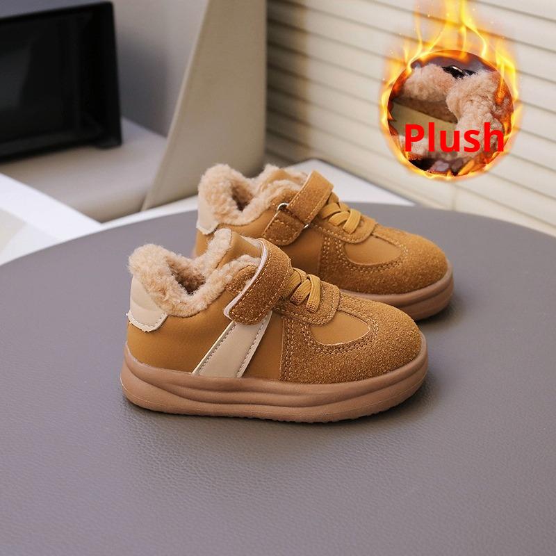 Zimowe bawełniane buty dziecięce w stylu koreańskim, ciepłe zimowe buty z wełny jagnięcej dla chłopców, bawełniane buty na polarowej podszewce dla dziewczynek