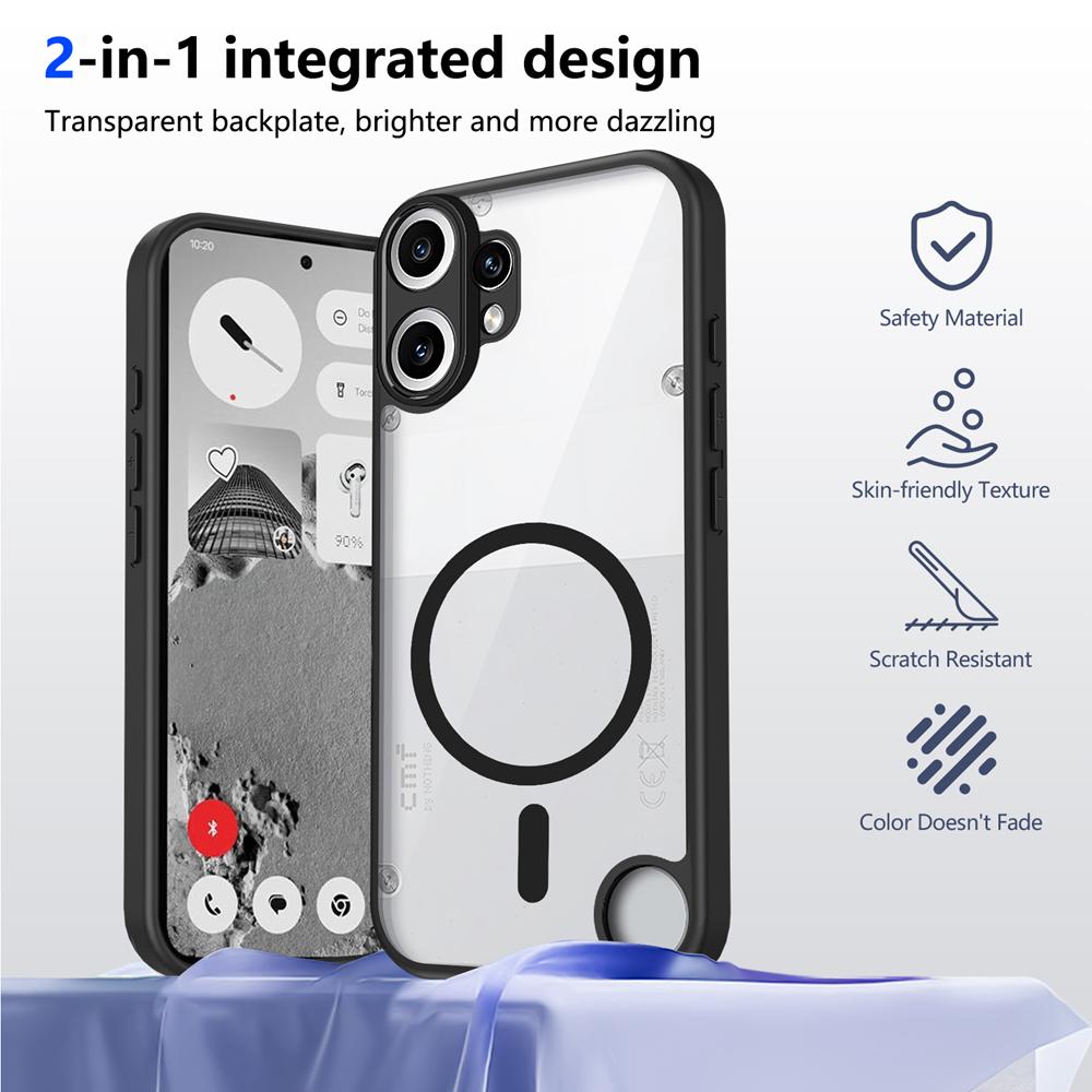 KEYSION Transparent Magnetic Phone Case for Nothing CMF Phone 2 Pro 1 Silicone+PC HD Clear Shockproof Cover for CMF Phone 1 2Pro