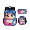 Rucsac, etui, pachet de gheață, Set 3 bucăți, imprimeu desen animat, Grădiniță, copii și elevi