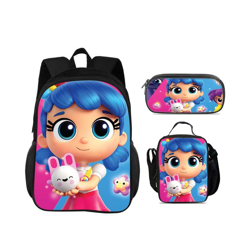 Rucsac, etui, pachet de gheață, Set 3 bucăți, imprimeu desen animat, Grădiniță, copii și elevi