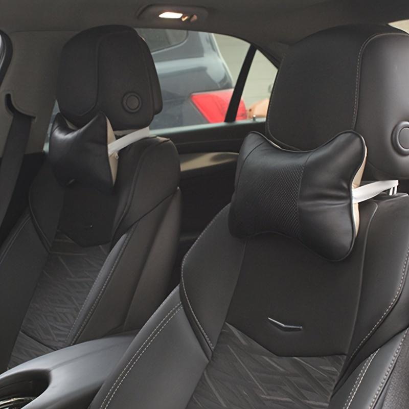 Car Neck Pillow PU Leather Ergonomic Headrest Support Cushion Filled Fiber Comfort Relief Universal Fit Cervical Anti Slip