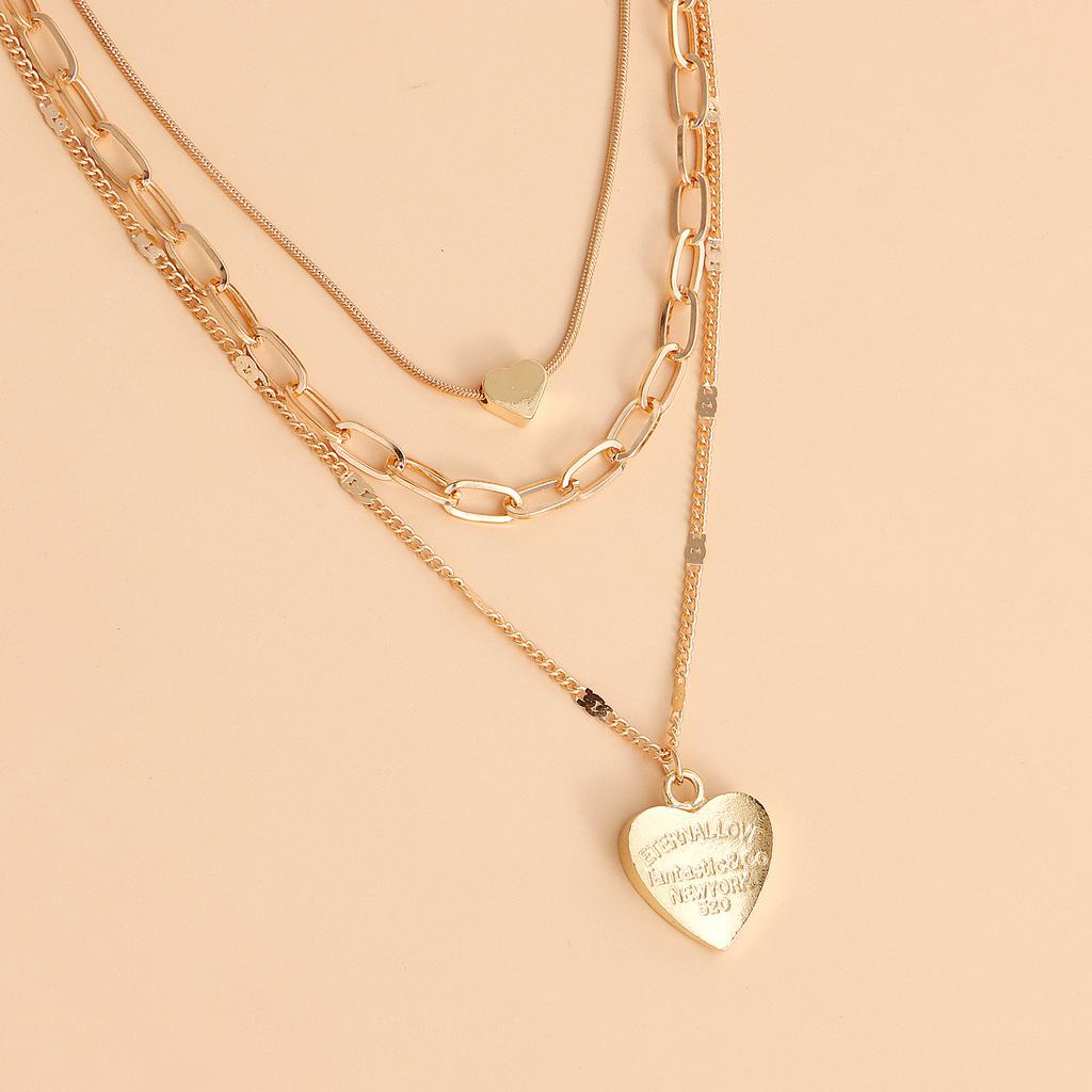 Valentine's Day engraved 111 letters love pendant necklace trendy multi-layer ins style necklace