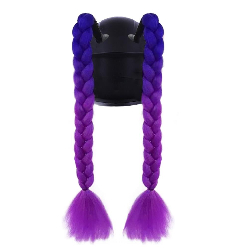 2pcs/pair With Sucker Woman Braids Wig Helmets Decor Twist Dual Pigtail Ponytail  for Motor Bike