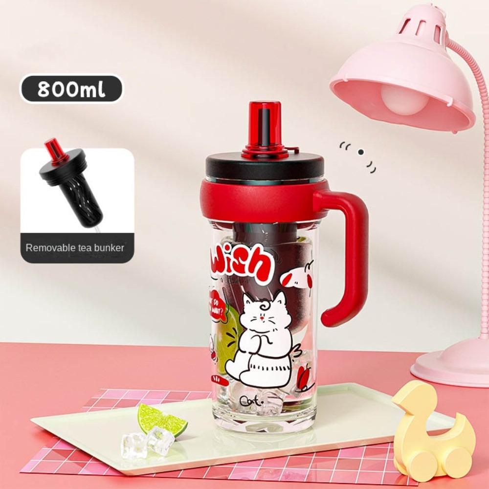 800ml Straw Cups Plastic Drinking Bottle New Sports Water Bottle