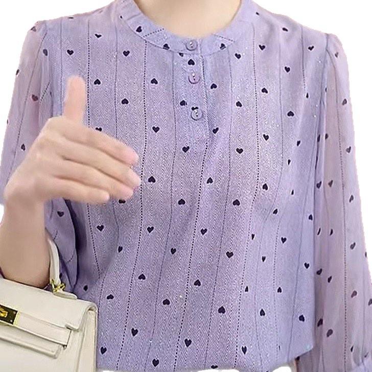 

Women s 2026 Fashionable Three-Quarter Sleeve Elegant Shirt M (for 85-105 jin) фиолетовый