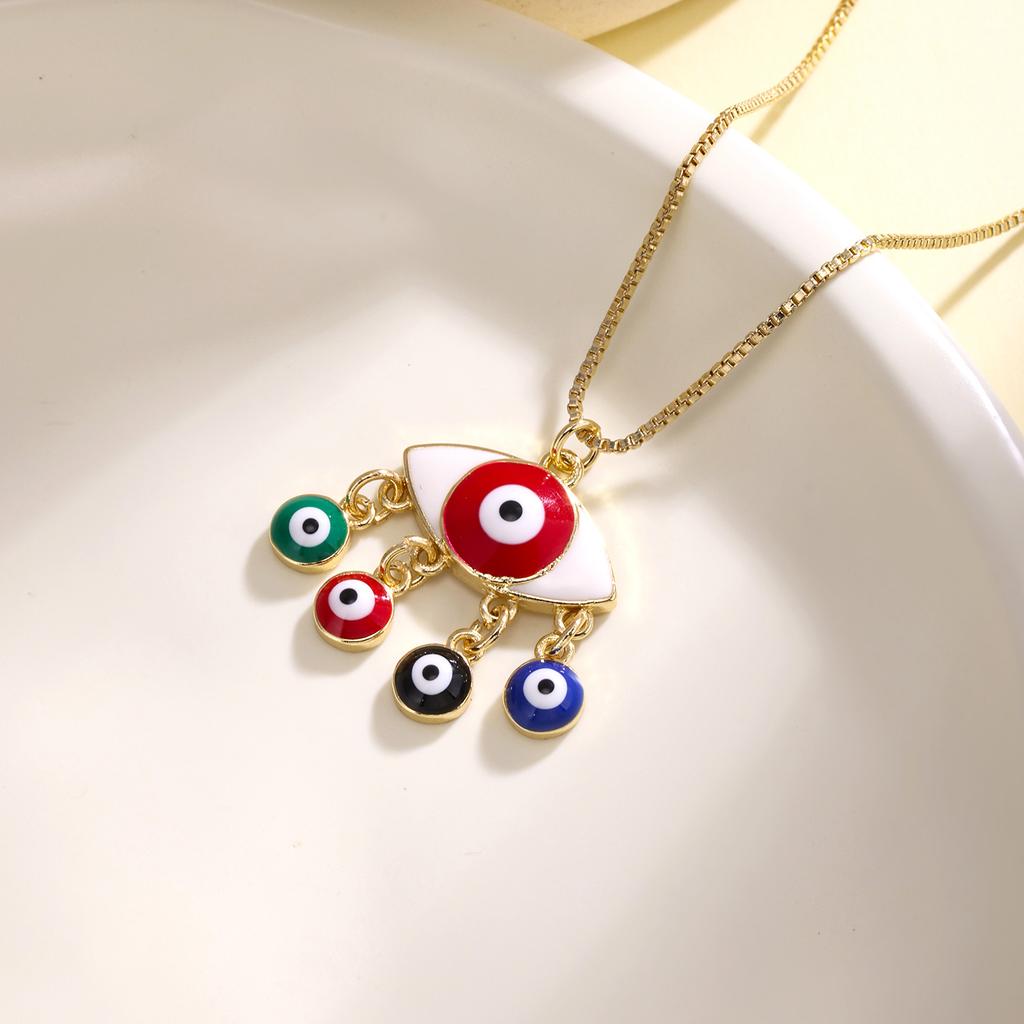 Nidin Türkische Evil Eye Anhänger Halsketten für Frauen Zirkonia Emaille Herz Flügel Charme Schlüsselbein Kette Glücksbringer Schmuck Geschenke