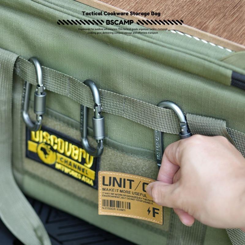 Outdoor multi-functional camping tactical storage bag with tabletop, portable handheld gear, outdoor accessories bag