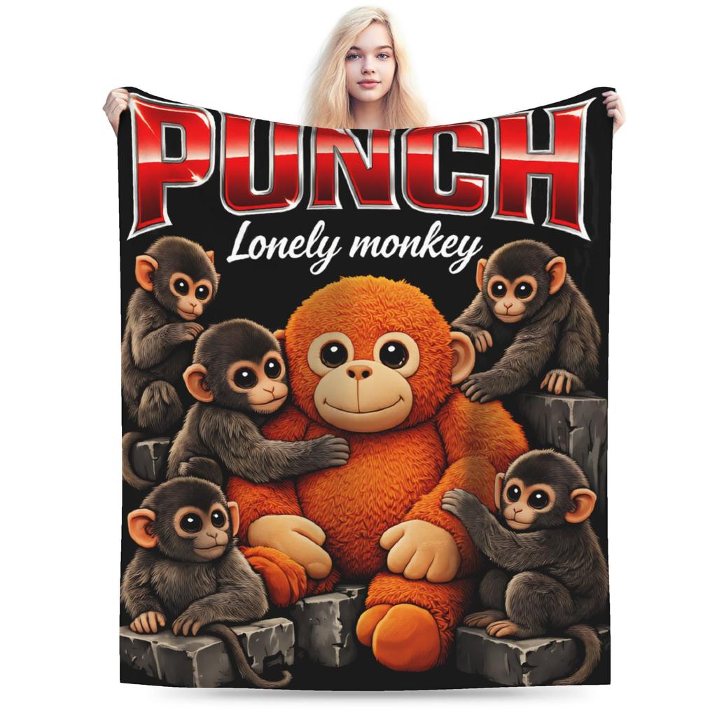 Sad Monkey Punch Blanket Soft Comfy Throw Blanket Winter Adults Girls Outdoor Camping Bedspread